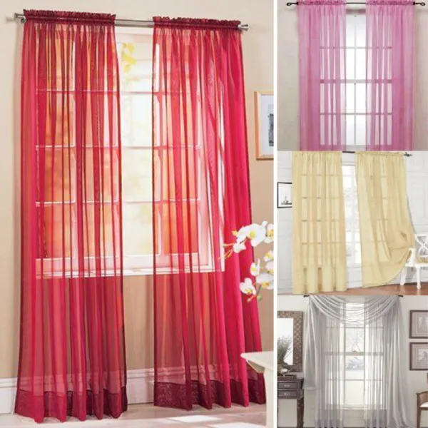 

Home Decor Door Window Curtains Drape Panel or Scarf Assorted Scarf Sheer Voile cortinas Multi-Styles