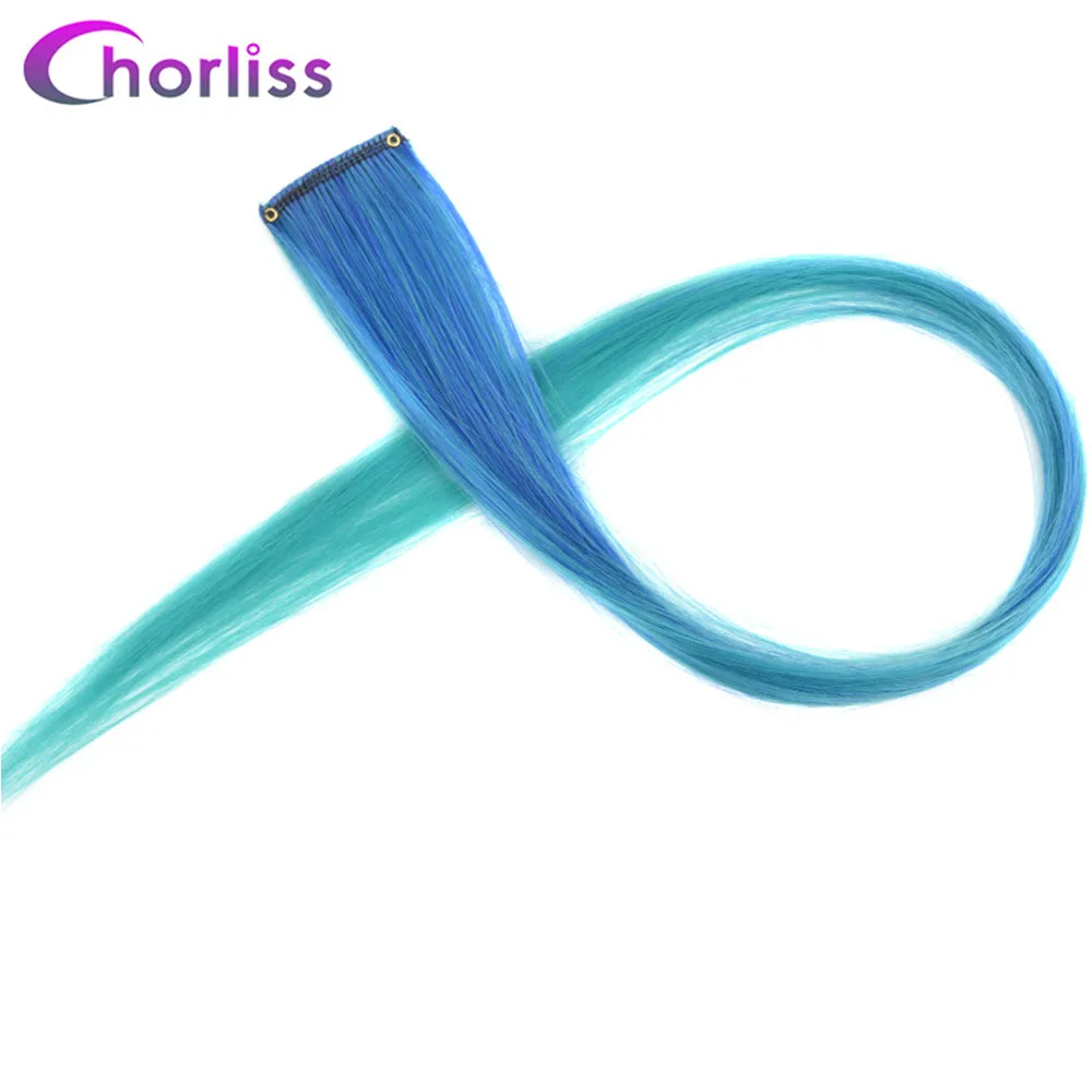 Chorliss сделано 10 цветов Цельный зажим для наращивания волос цветные длинные прямые Омбре синтетические шиньоны для женщин детей - Цвет: #24