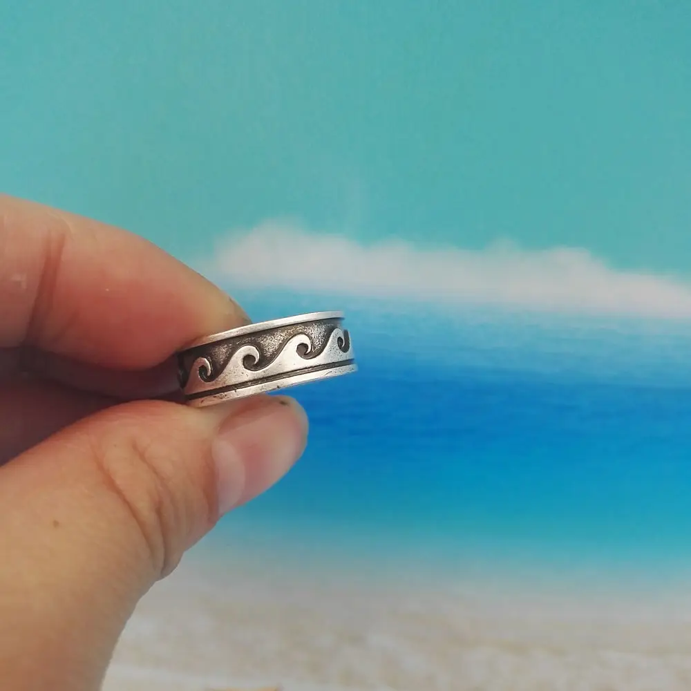 SanLan 12pcs Wave Ring Beach Jewelry, Surf Jewelry, Simple Beach