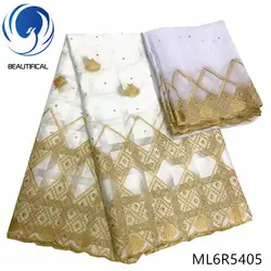 Красивая Белая нигерийская кружевная ткань с золотой вышивкой швейцарская кружевная ткань с камнями модное хлопковое швейцарское кружево