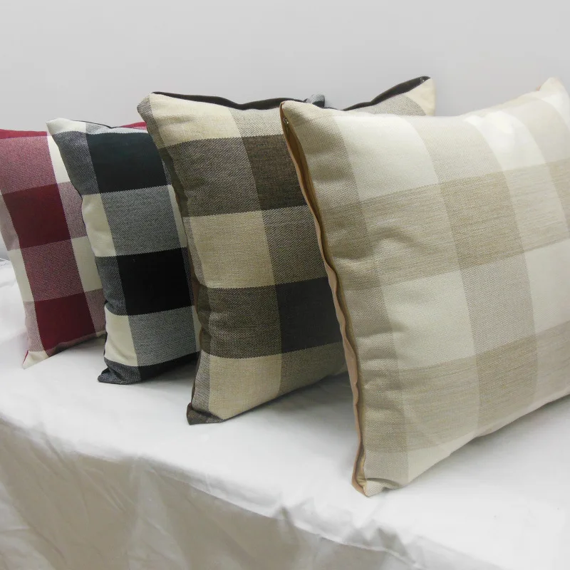 

2019 Newest Plaid Pillow Case 45*45cm Cotton And Linen Pillow Cover Elastic Cushion Cover For Living Room Bedroom Office Decor