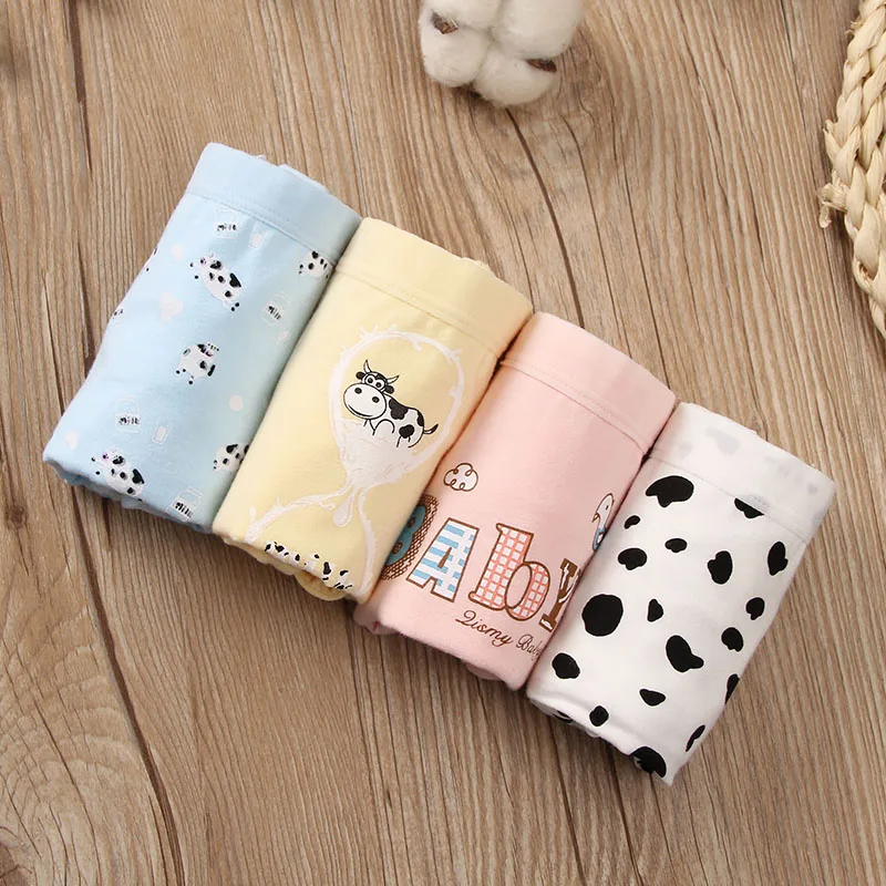 

High Quality Children's Underwear Pants Cartoon Cow Print Panties Baby Girl Clothes Teen Underwear for 4 6 8 10 12 14Y Boxers