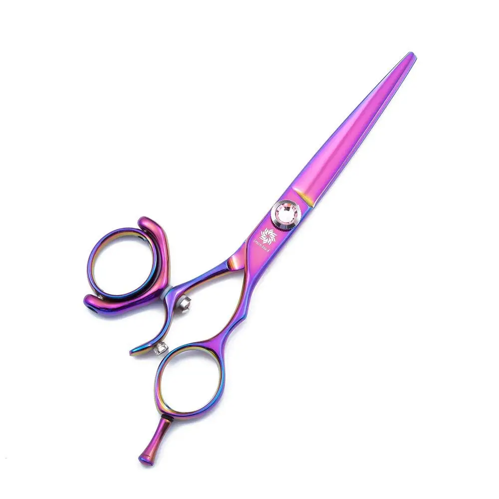 Tesouras de Corte de Cabelo Giro-fio da Navalha de Barbeiro do Salão de Beleza Polegada Profissional Tesoura Polegar Cabeleireiro Japoneses 6.0