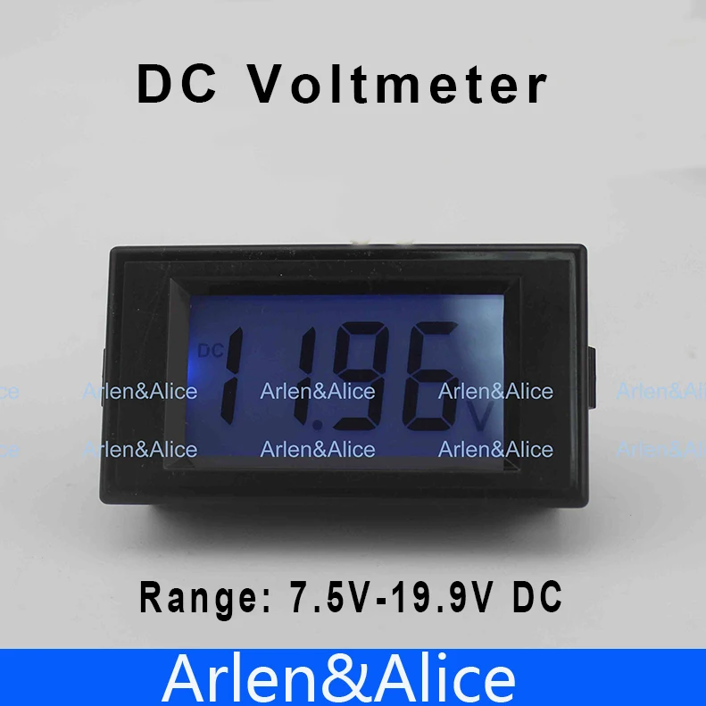 

LCD Digital Panel Voltmeter DC 7.5-19.99V Blue backlingt DC Monitor voltage meter