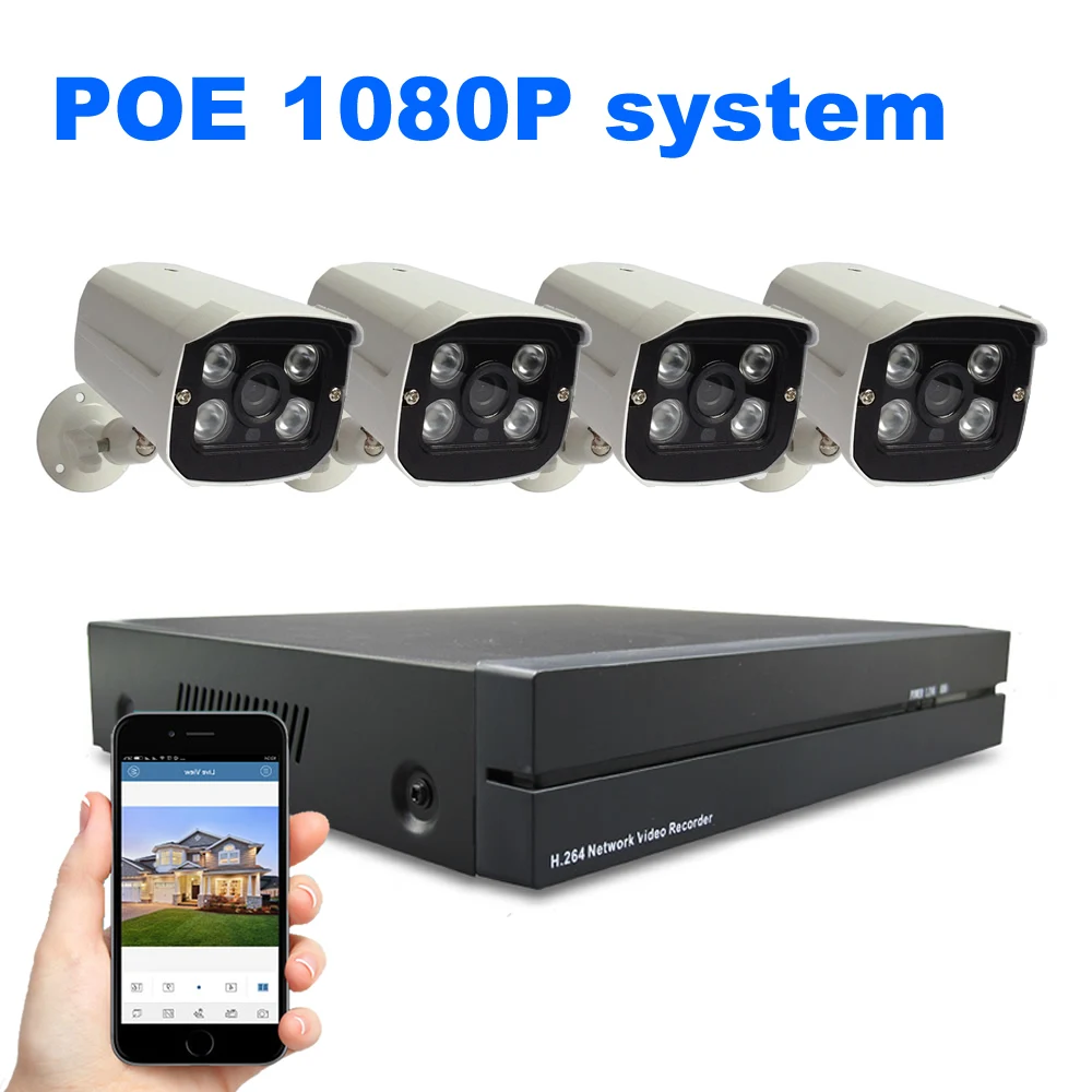 bilder für 4ch Sicherheitssystem 4 STÜCKE 1080 P POE Nvr Set 2MP CCTV Überwachungssystem Wasserdichten Stecker und spielen bilder für 4ch Sicherheitssystem 4 STÜCKE 1080 P POE Nvr Set 2MP CCTV Überwachungssystem Wasserdichten Stecker und spielen