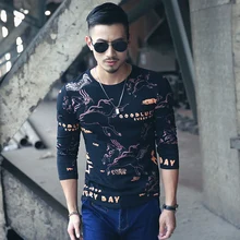 M-5XL Hombre T Shirts Moda 2016 T5279 Dragon Ball Camiseta otoño Nuevo Estilo de Manga Larga O Cuello Camisetas Hombre Camiseta Homme