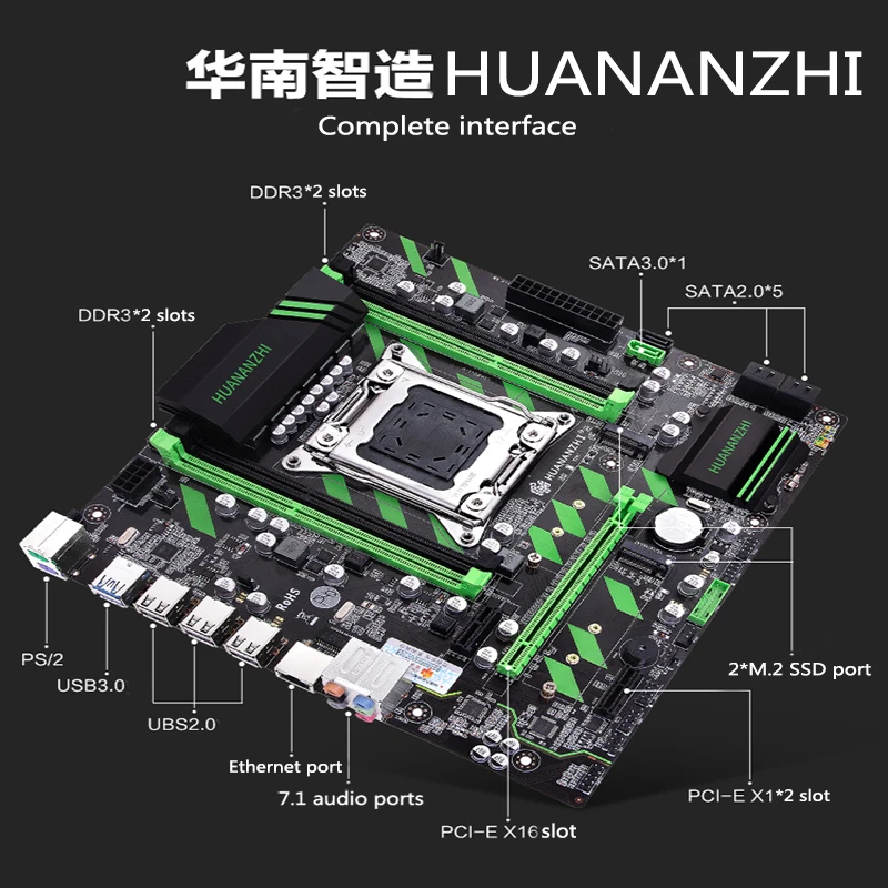 HUANANZHI X79 материнская плата LGA2011 ATX SATA3 USB3.0 Dual PCI E 16X NVME M.2 SSD Поддержка регистровая и ecc