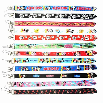 

Hot Mickey&Minnie Mouse Keychain Neck Strap lanyard for Keys Phones office lanyards ID Badge Holder Pass Gym Mobile Hang Rope