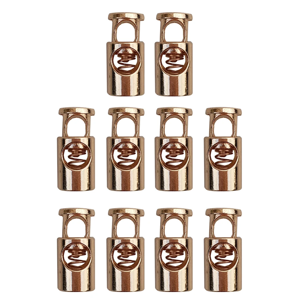 MagiDeal Pack of 10 Metal Toggle Spring Stop Single Hole String Cord Locks End Stopper Golden Sewing Accessories 