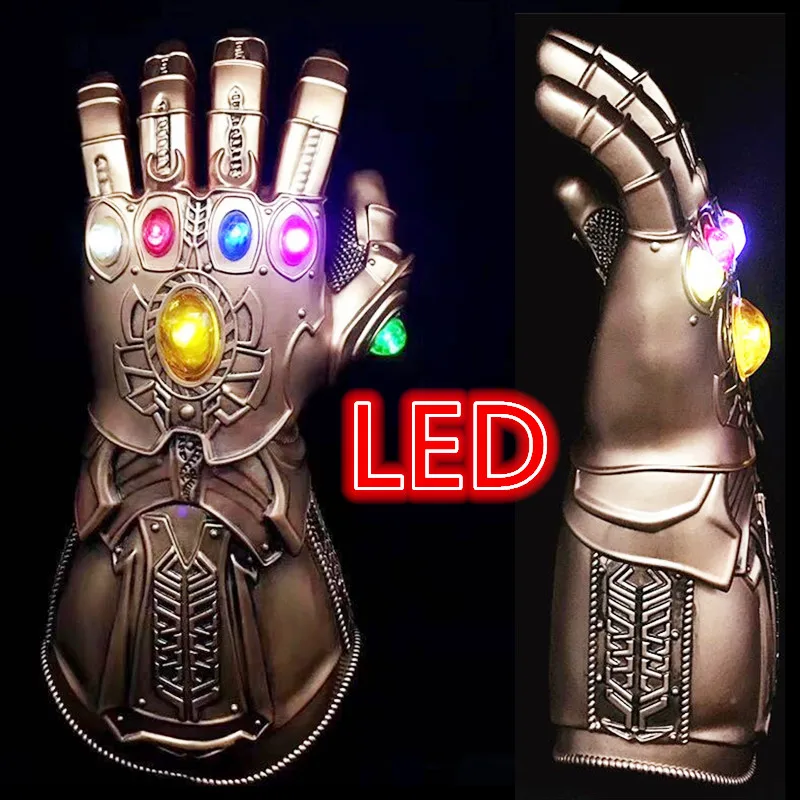 

LED Light Thanos Gloves Infinity Gauntlet Avengers Infinity War Cosplay LED PVC Gloves Latex Mask Gift Halloween Props Deluxe