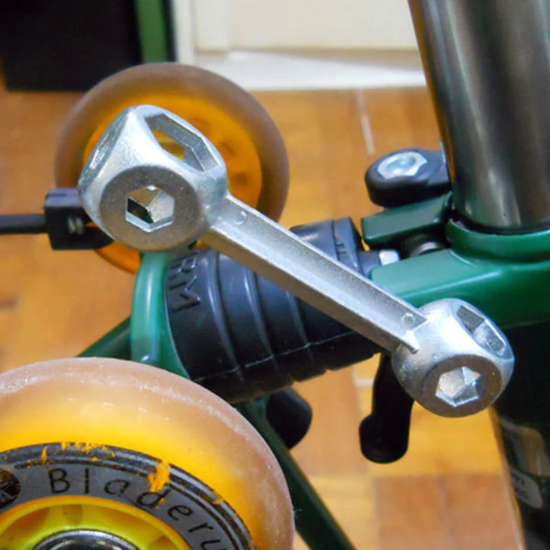 10 in 1 Durable Adjustable Bike Repair Hand Tool Universal Bone Shape 1Hexagon Wrench 6-15mm Galvanized Steel Bicycle Adapter (10)