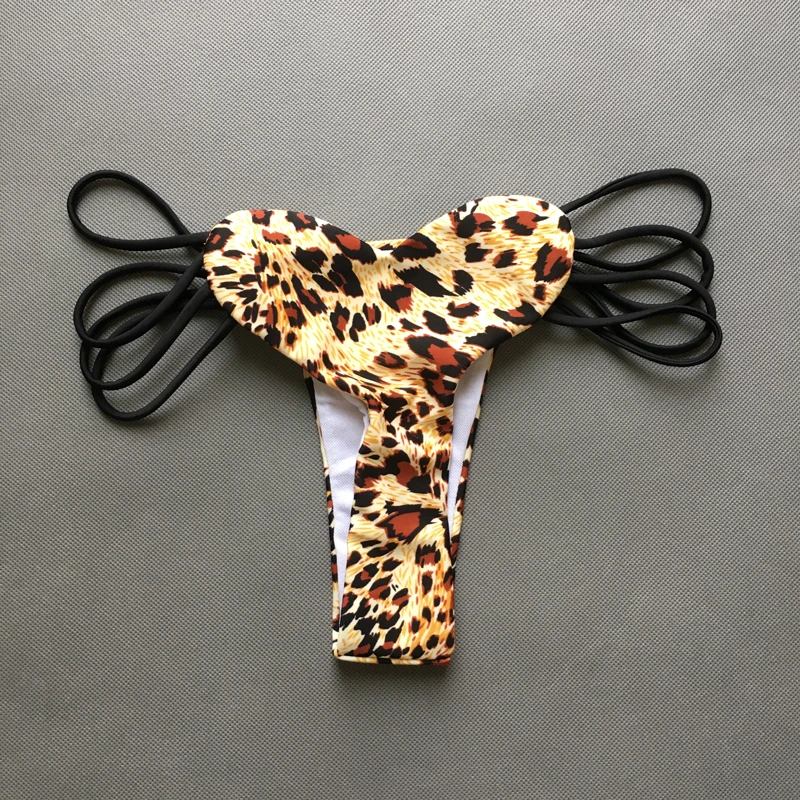 2016 Beach Ladies Low Rise Swimwear Pants Cut Out Brazilian Bottom Heart Pattern Bikini Bottom Thong