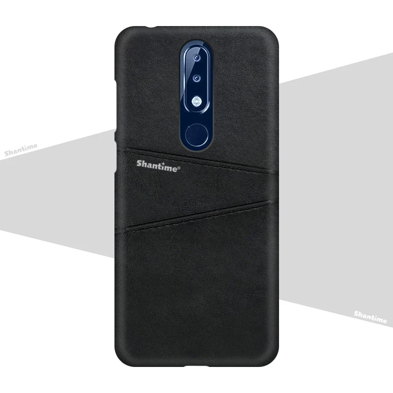Роскошный винтажный кожаный чехол для Nokia 6,1, чехол для Nokia 6, чехол для телефона Nokia 7,1, слот для карт - Цвет: Black