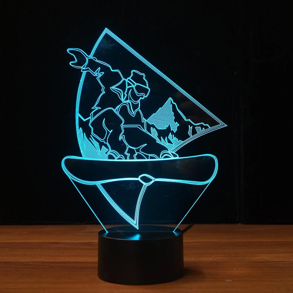 

Novelty Snowboarding 3D LED Night Light USB Visual Table Lamp Lampara Baby Sleep Light Fixture Bedroom Bedside Home Decor Gifts