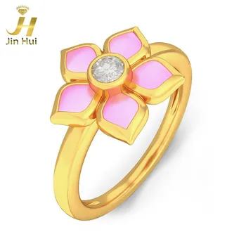 

Jinhui Women The Love Spell Ring Solid 18K Yellow 750 Gold 0.076CT Natural Diamond Jewelry Free Engraving
