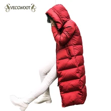 90% белый утиный пух Женская куртка длинная Высокое качество тонкий уплотненный пуховик с капюшоном теплое пальто женская верхняя одежда WYT556