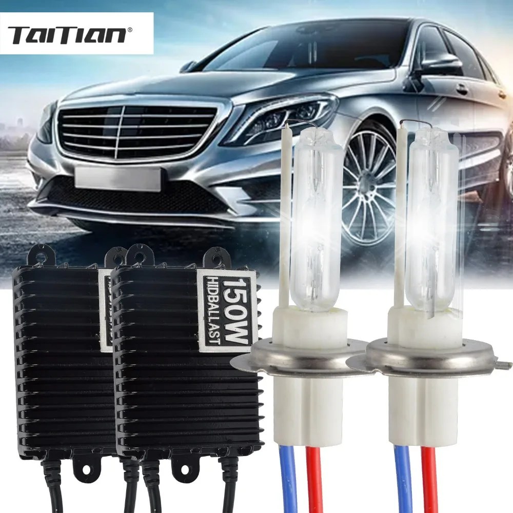 Taitian 2 шт. 12 В лампы h3 150 Вт ксеноновые H1 6000K Canbus h7 автомобильные h4 галогенные набор
