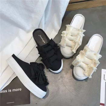 

Vogue Nice Summer New Women Casual Slides Mules Low Heels Velvet Tassel Solid Flock Mules Slippers Shoes Woman PHY2260