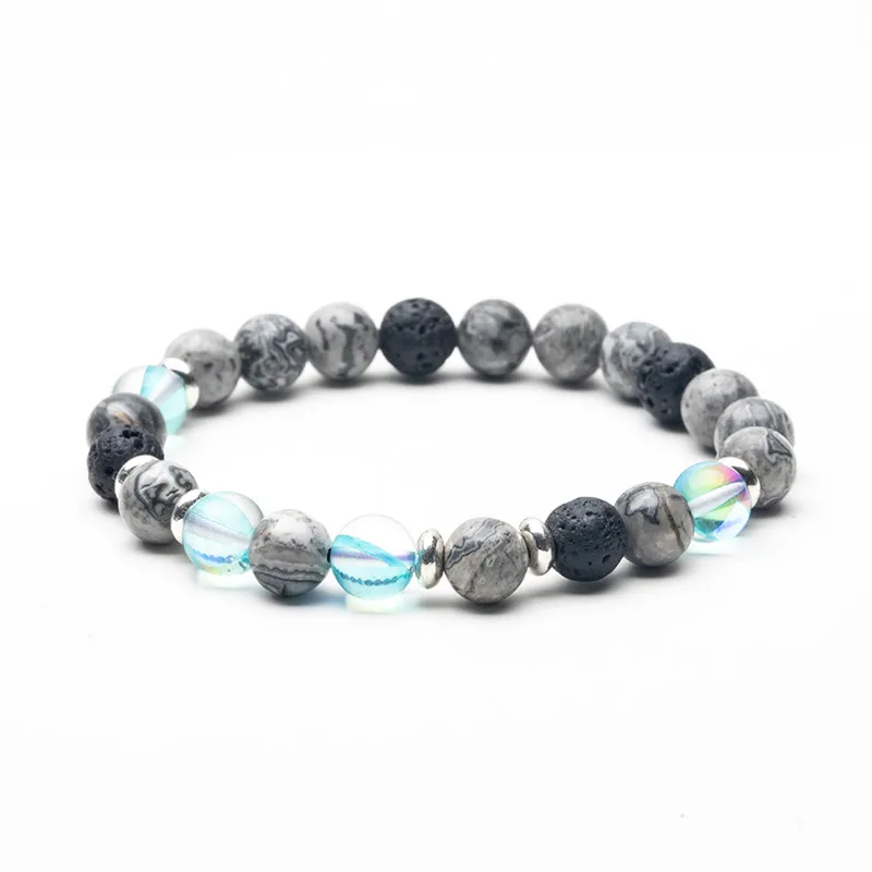 Glitter stone 1-8mm Мужской браслет из нитей, Homme, натуральный камень, бисерный гематитовый браслет, бусины, браслеты и браслеты, мужские ювелирные изделия, подарок, Прямая поставка - Окраска металла: Glitter stone 1-8mm