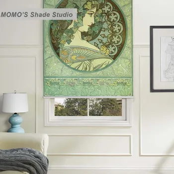 

MOMO Roller Blinds Painting Window Blinds Shades Blackout Zebra Blinds Fabric Roller Shutter Curtains Custom Size PRB set684