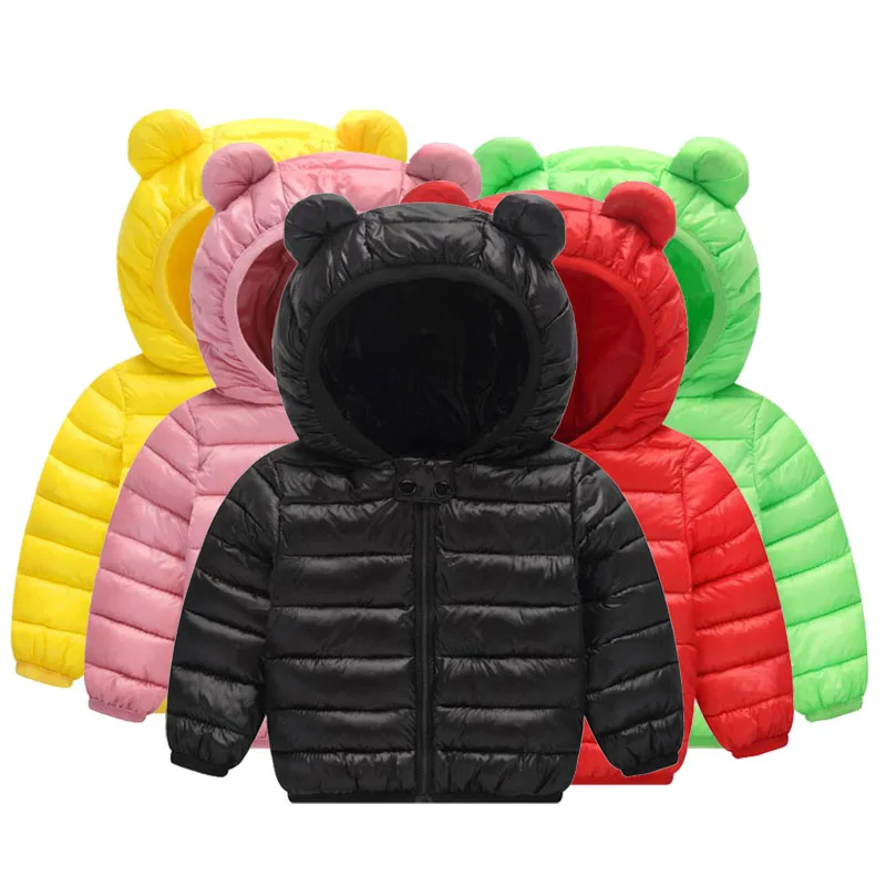 

2019 New Boys Girls Cotton Winter Jacket Outwear Fashion Children Cotton-padded Cartoon Ear Hoodies Boys Girls Winter Warm Coat