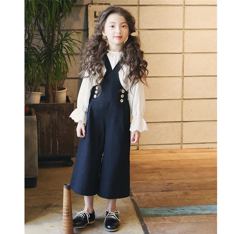 Girls Fashion Overalls Summer Kids Boot Cut Overalls Elastic Waist