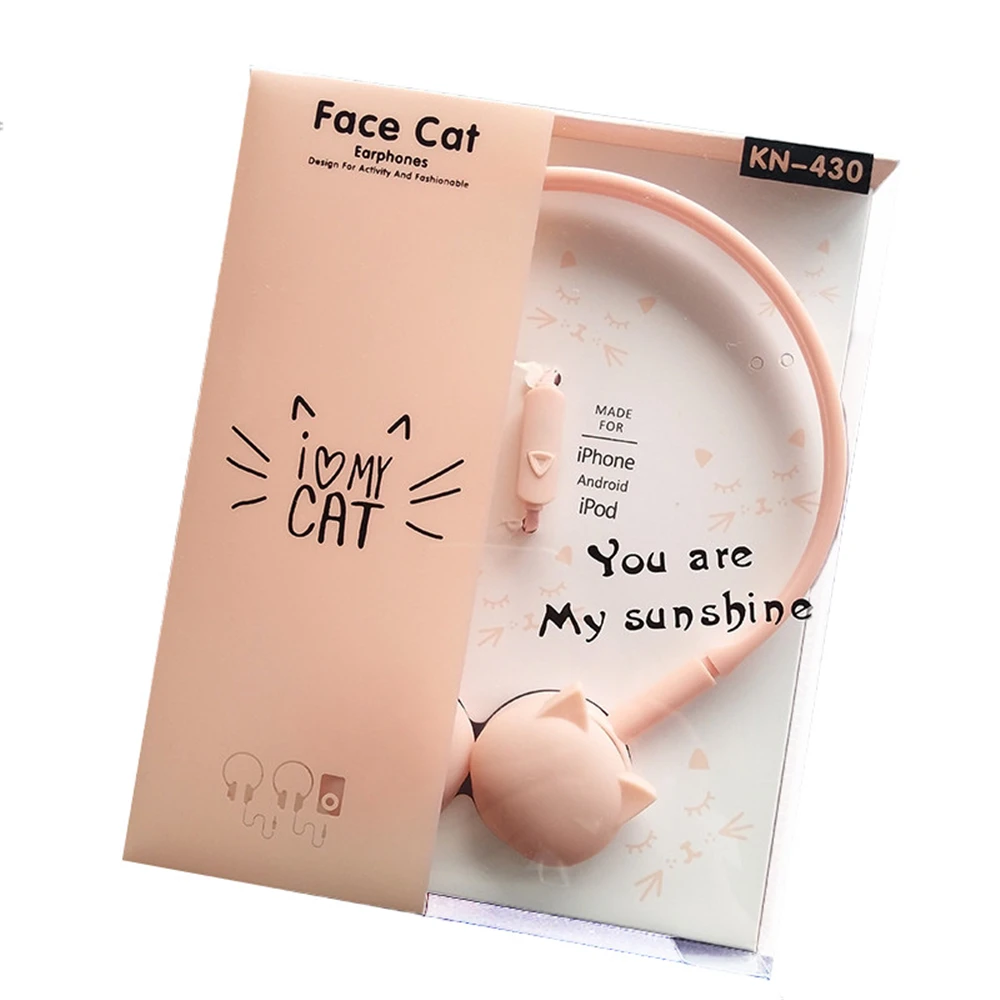 

Upslon Cute Cat Colored Headphones Stereo Earphones For Samsung For Xiaomi Phone Mp3 Headset With Retail Box Earphone Headset