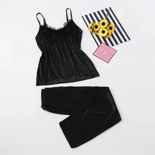 2 шт женский пикантный Шелковый атласный комплект кружевной пижамы белье Спагетти ремень пижамы лето осень Домашняя одежда для сна# XTN