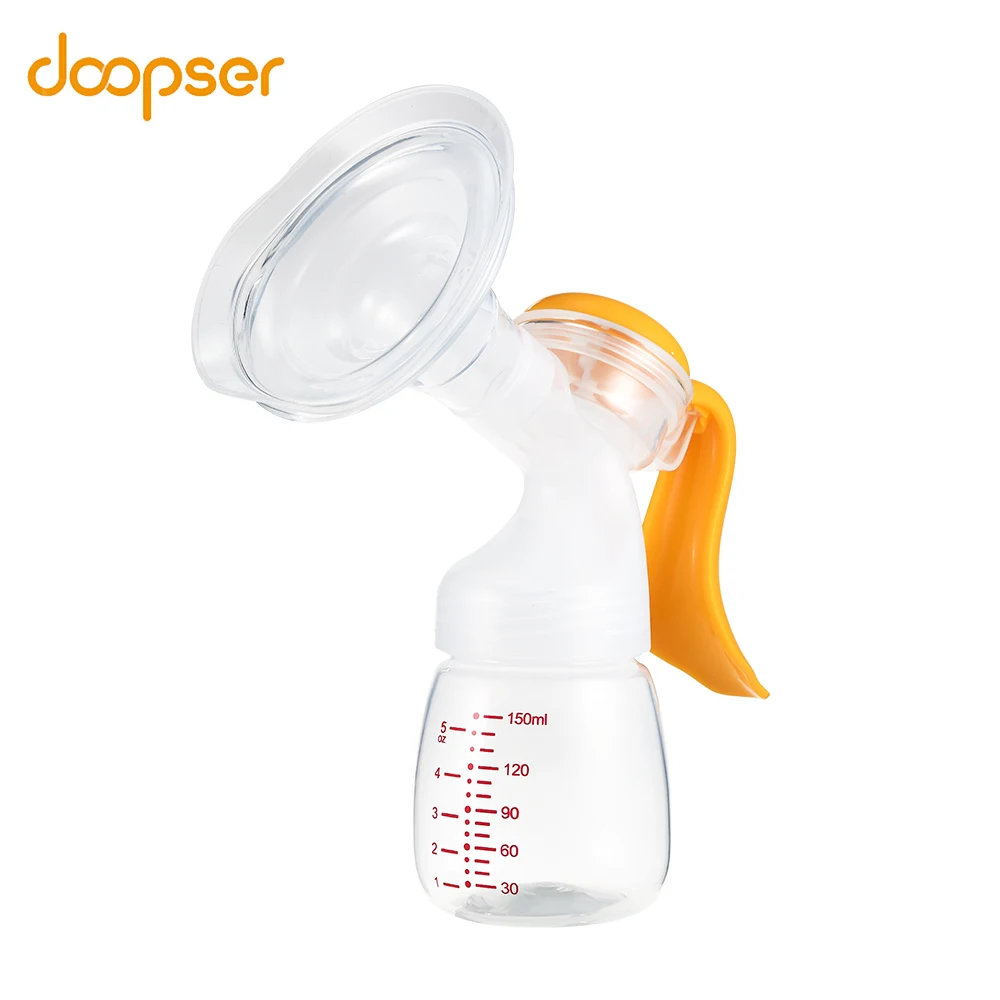 Doopser ручной молокоотсос BPA Free эргономичный детский молокоотсос с 150 мл бутылка анти-задний поток молокоотсос - Цвет: Yellow