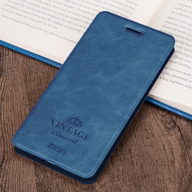 Чехол MOFi для Xiaomi Redmi Note 7, кожаный чехол-книжка для Redmi Note 7 Pro, Стильный чехол-книжка из искусственной кожи, мягкая задняя крышка из ТПУ с подставкой - Цвет: Blue
