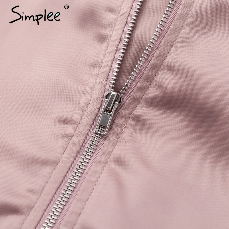 Simplee Elegant satin basic jacket coat Women lace up pocket biker jacket outerwear Autumn winter casual bomber jacket female Simplee Elegant satin basic jacket coat Women lace up pocket biker jacket outerwear Autumn winter casual bomber jacket female
