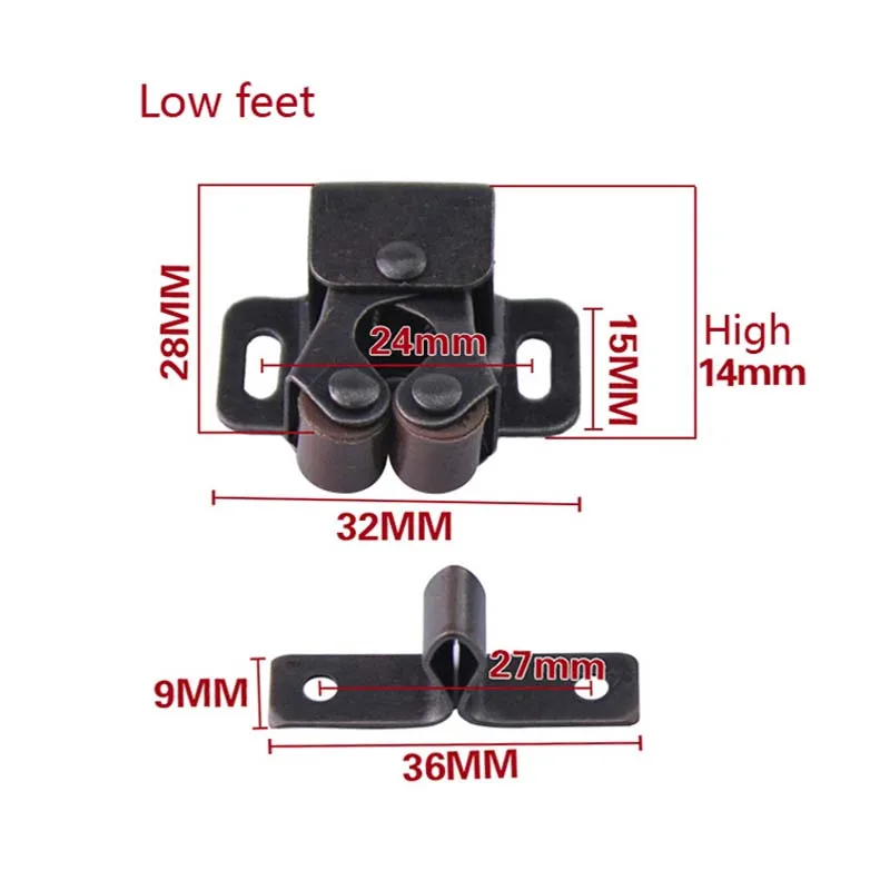 1 шт. бронзовый Двойной Ролик ловит шкаф Защелка двери шкафа аппаратные средства дверной зажим