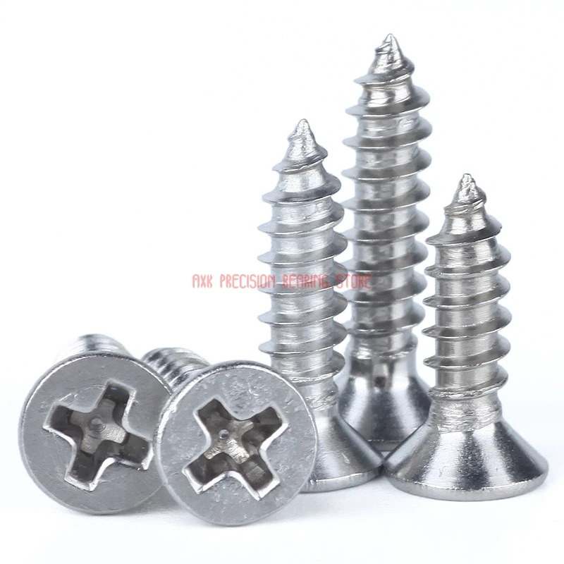 

Drywall Vis 304 Grade Stainless Steel M4x6/8/10/12/14/16 Countersunk Head Cross Recessed Flat Screws Phillips Self-tapping Wood