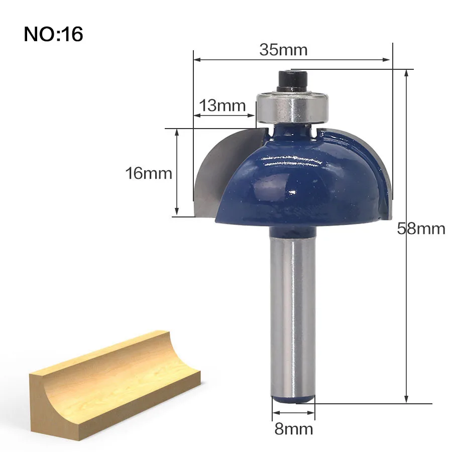 1 шт. 8 мм хвостовик угол округления бокс фреза для дерева прямой конец мельница вольфрамовый маршрутизатор гравировальные инструменты для работы с деревом - Длина режущей кромки: NO 16