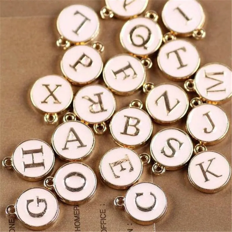 26PCS/LOT Diy charms for jewelry making Round Metal English alphabet