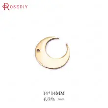 34403) 10 шт. 14*14 мм отверстие 1 мм 24K золото цвет латунь Луна Форма Подвески Высокое качество Diy ювелирных изделий Аксессуары