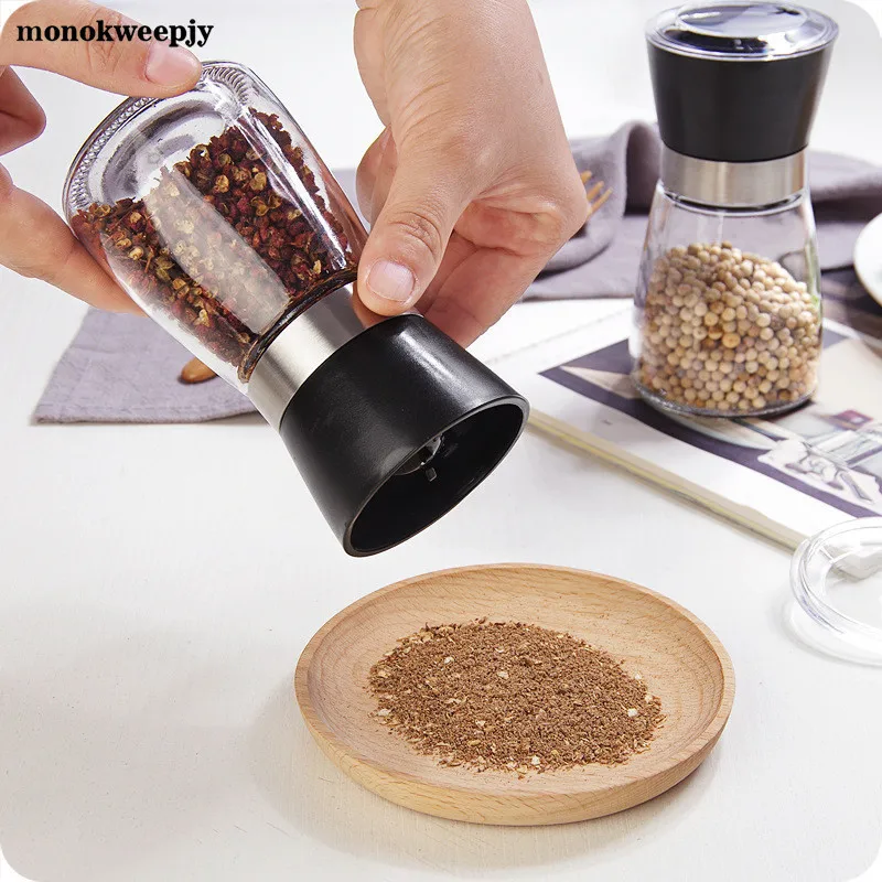 Manual Pepper Mills Spice Grinder Plastic ABS Glass Garlic Grind