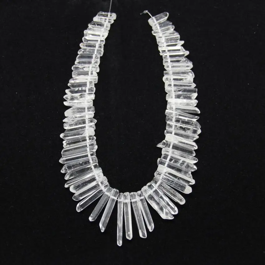 

Top Drilled White Clear Natural Crystal Quartz Stuck Point Beads Pendant,Raw Stone Facted Spike Beads Strand For Jewelry Making