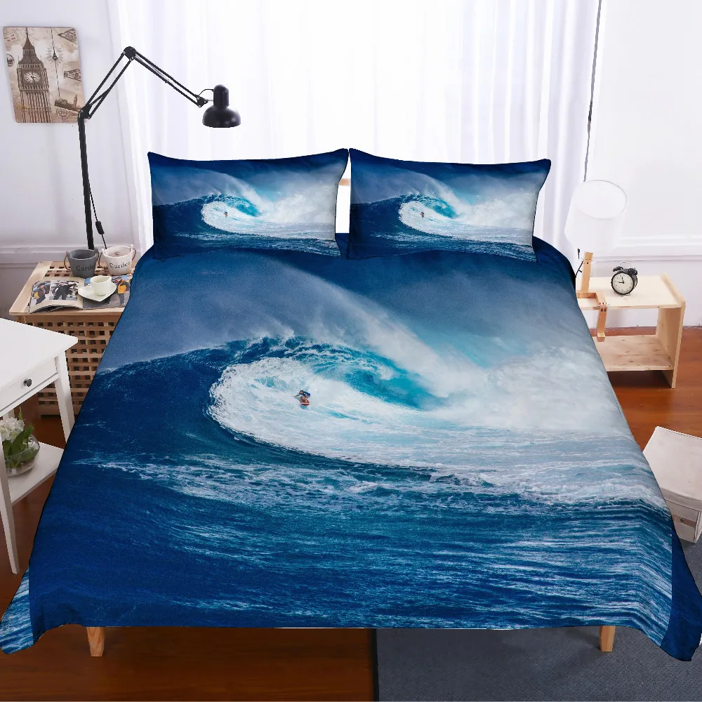 Musolei 3d Duvet Cover Set Spindrift Blue Sea Big Winds Rapid Surf