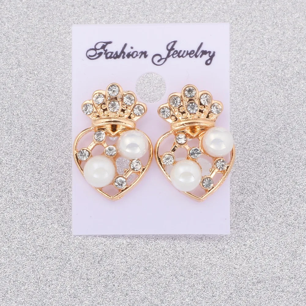 

2018 Summer Style Colorful Crystal Stud Earrings With Imperial Crown Multicolor Pearl Beads Earrings For Women Gifts