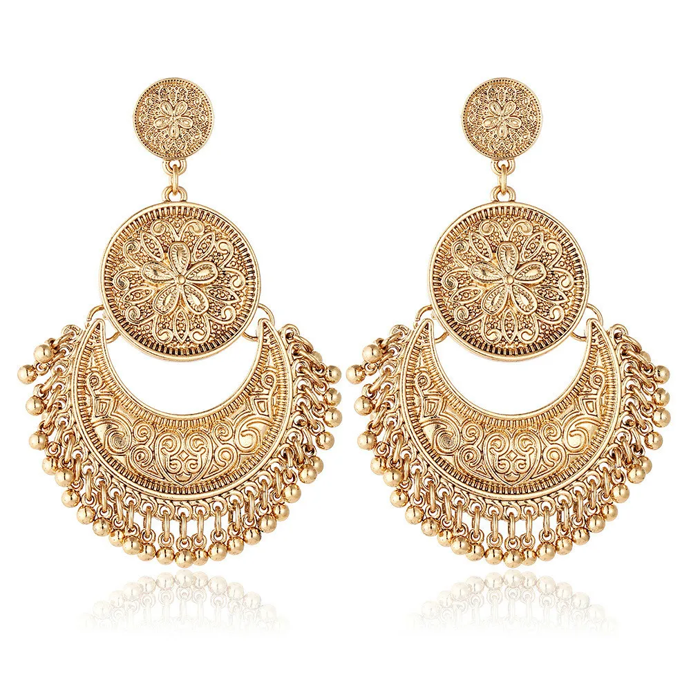 Indian Earring Bohemia Ethnic Beads Tassel Dangle Earrings For Women Vintage Flower Statement Earring Fashion Jewelry Pendientes - Image 2