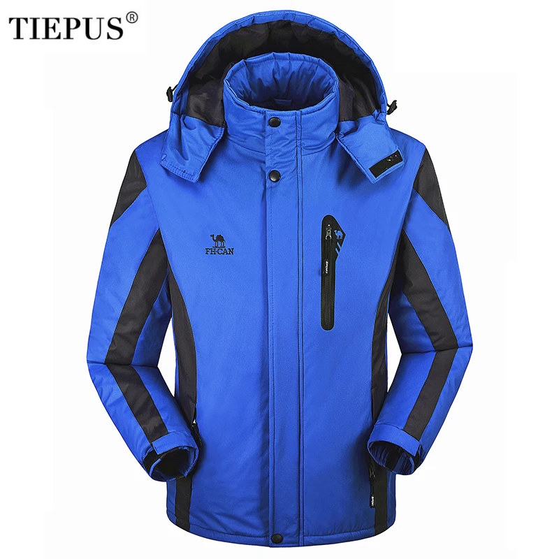 

TIEPUS size XL~5XL winter jackets men windproof waterproof outwear fleece thick warm parka coat male Detachable Hood overcoat