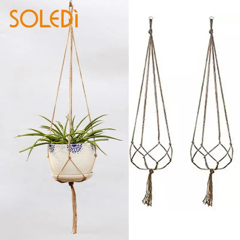 Hemp Rope Flower Pot Handcrafted Horticultural Greening Basket Hanging As House Office Ornament Garden Park Outdoor Indoor Decor