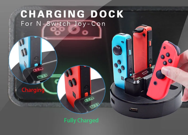 Зарядная док-станция для kingd Switch Joycon 2 usb порта световые индикаторы для nintendo Switch игровой контроллер подставка для зарядного устройства