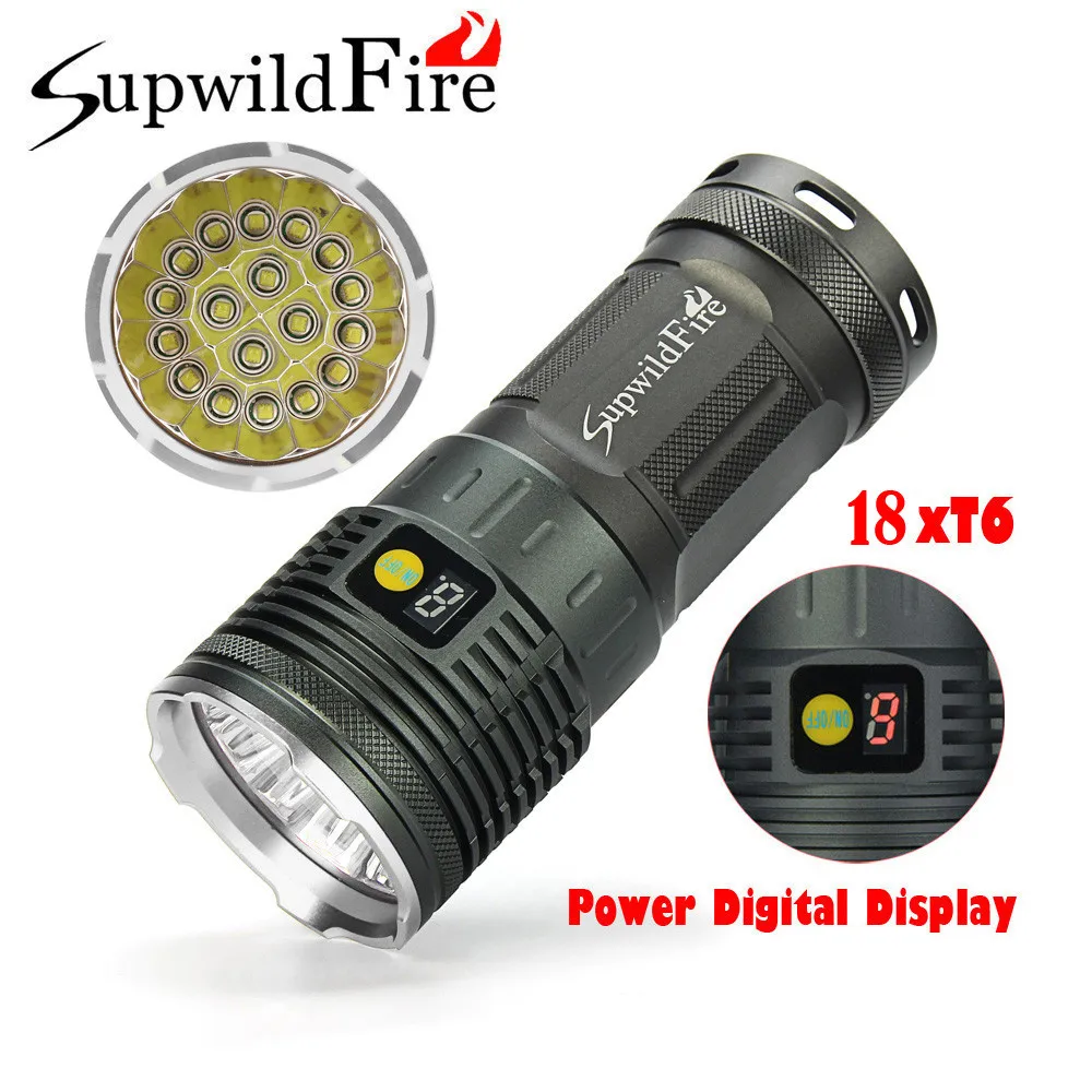Supwildfire 18 x XM L T6 светодиодный мощный цифровой дисплей для охоты Flashligt фонарик Latarka