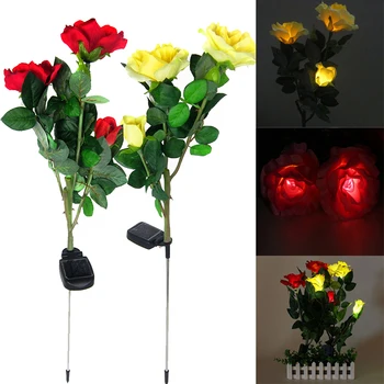 

2017 NEW Waterproof Solar Power 3 Roses Indoor Romantic Decoration LED Light Garden Yard Lawn Festival Decoration Lamp