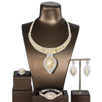 

LAN PALACE dubai jewelry sets women new luxury gold and multi color cubic zirconia jewelry sets four pieces free shipping