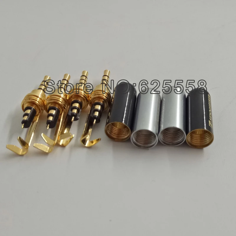 10 Pcs Copper 4 Pole Conductor 2 5mm Solder Connection Plug Jack Adapter Connector Headphone Cable Solder