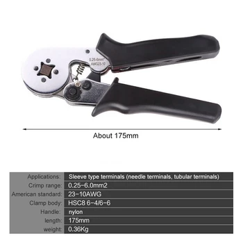 

Crimping Pliers Self-adjusting 0.25-6mm HSC8 6-4 Crimping Plier Cable End Sleeves Ferrules Terminal Crimping Tool