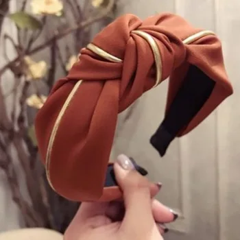 

Sale 1PC Wide New Bow mesh yarn headband For Women wave point Hairbands knotted Headwear Hair Styling accessories